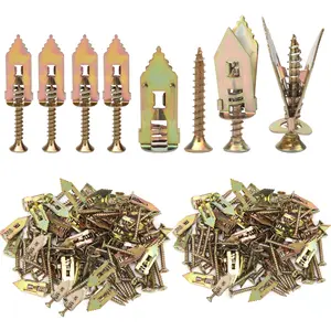 200PCS Self Drilling Drywall Anchors with Screws,100PCS Metal Self-Drilling Anchors and 100PCS Screws Kit, No Drill Or Holes in Wall for Fixing  TV, Shelf, Cabinet (0.43 * 1.18 inch  )