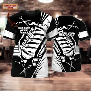 Barber Shirt Summer Mens Sublimation T Shirt Personalized Name Barber 3D All Over Printed Unisex Tshirt Cool Casual T-Shirt