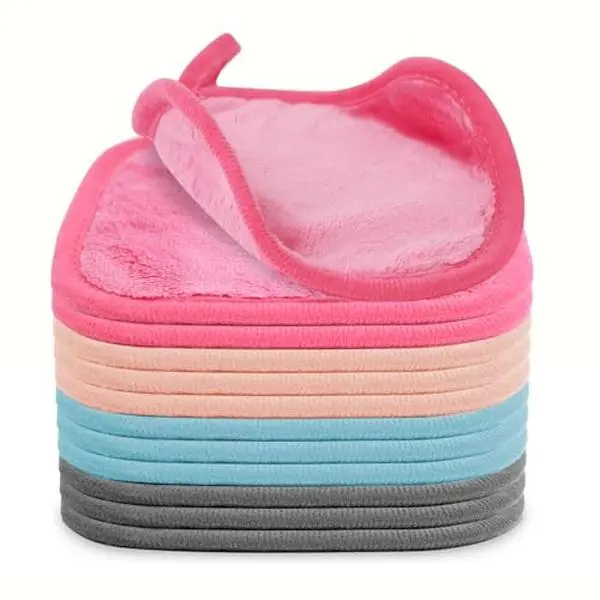 12 Pack Ultra Soft and Reusable Microfiber Perfect Face Towels for Women 6 Inch X 6 Inch, Multicolor