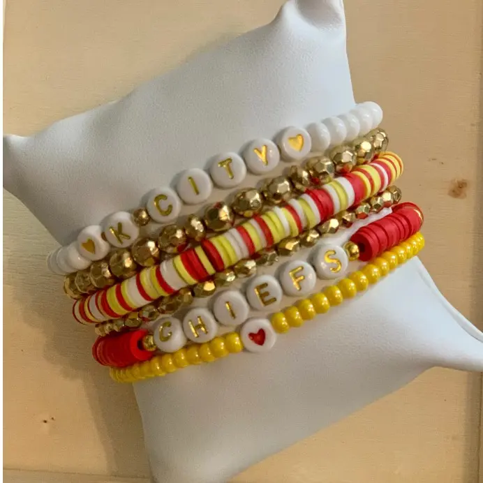 KC Football Game Day Heishi Stacker Bracelet Set