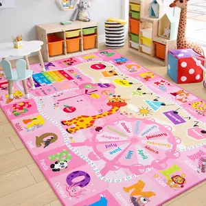 RUNIA Kids ABC Educational Play Rug Non-Slip Carpet for Children Playroom, Nursery, Bedroom & Classroom