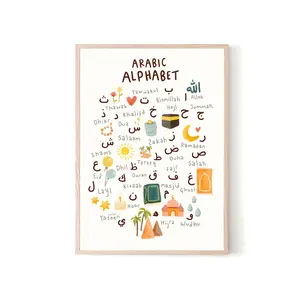 Arabic Alphabet Islamic Kids Print – Printable Children’s Wall Art for Muslim Nursery or Classroom, Educational Islamic Decor, Unframed