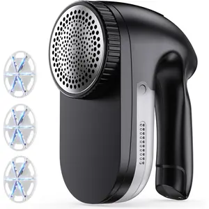 IPX6  Washable Electric Fabric  and Lint Remover, Rechargeable Sweater Defuzzer with 3 Free Extra , Quickly and Effectively Remove Fluff,Fuzz,Bobbles for Clothes, Dark Black