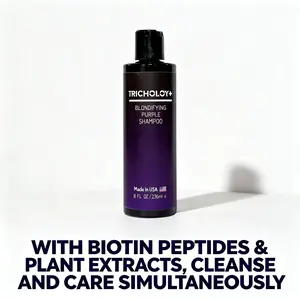[New Arrival] Tricholoy+ Anti-Hair Fall & Less Shedding &Volumizing Blondifying purple shampoo | Biotin, Arginine & Oleanolic Acid | Repairs, Hydrates, & Brightens All Blonde, Lightened, & Grey Hair | 236ML