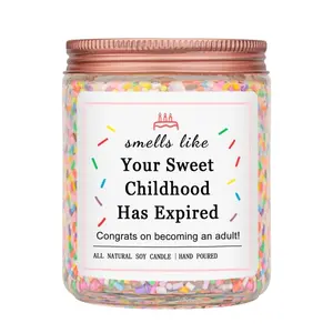 18th Birthday Gifts for Girls, 18th Birthday Decorations Candles Gifts for 18 Year Old Girls, Your Childhood Has Expired Handmade Scented Candles (Vanilla Birthday Cake Scent with Sprinkles)