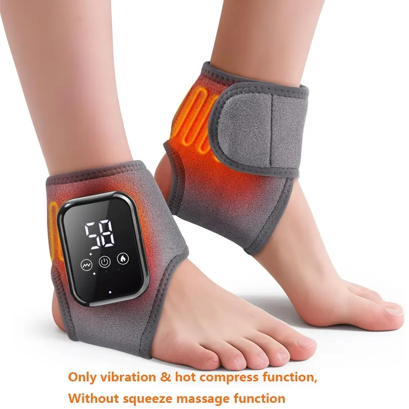 Heated Ankle Massager with Vibration, 3 Heating Levels, Foot Massage Device, Ankle Heating Pads, Heated Ankle Wrap for Sports Relax Home/Travel, Relaxation Aid, Foot Massagers