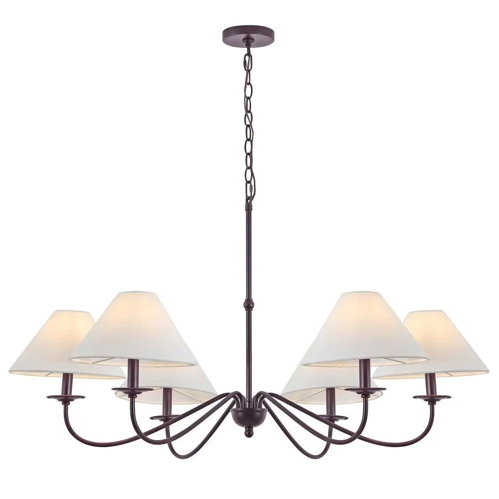 Phoebe 41.5" 6-Light Grand French Country Farmhouse Adjustable Swooping Arm Candle-Style Metal LED Chandelier