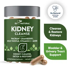 Kidney Cleanse and Detox Supplement - Clinically-Studied Whole Fruit Cranberry, Milk Thistle, Turmeric, Vitamin C + Kidney Detox Complex