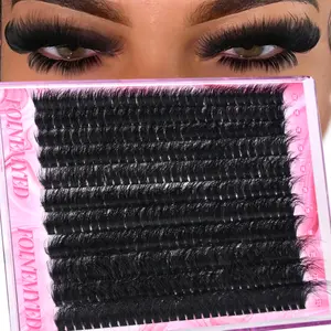 Lash Clusters 330Pcs Cluster 200D Mega Volume Eyelash Extensions 12-22MM Individual Lashes D Curl Thick Lash Extensions DIY at Home by FOINEMYED