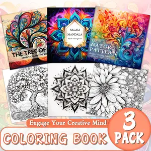3 Pack Coloring Book Set - Anti-Stress, Relaxation, Stress Relief Focus for Adults - Nature Patterns & Tree of Life Theme - Paperback Mandala Designs - Perfect Gift, Gift Choice for Christmas - Art for Stress Relief & Creativity