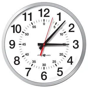 S9A3ABGBXS RF Wireless Synchronized Analog Wall Clock, 13", 12 Hour with seconds, Arial Numeral, Silver, Battery Operated (Copy)