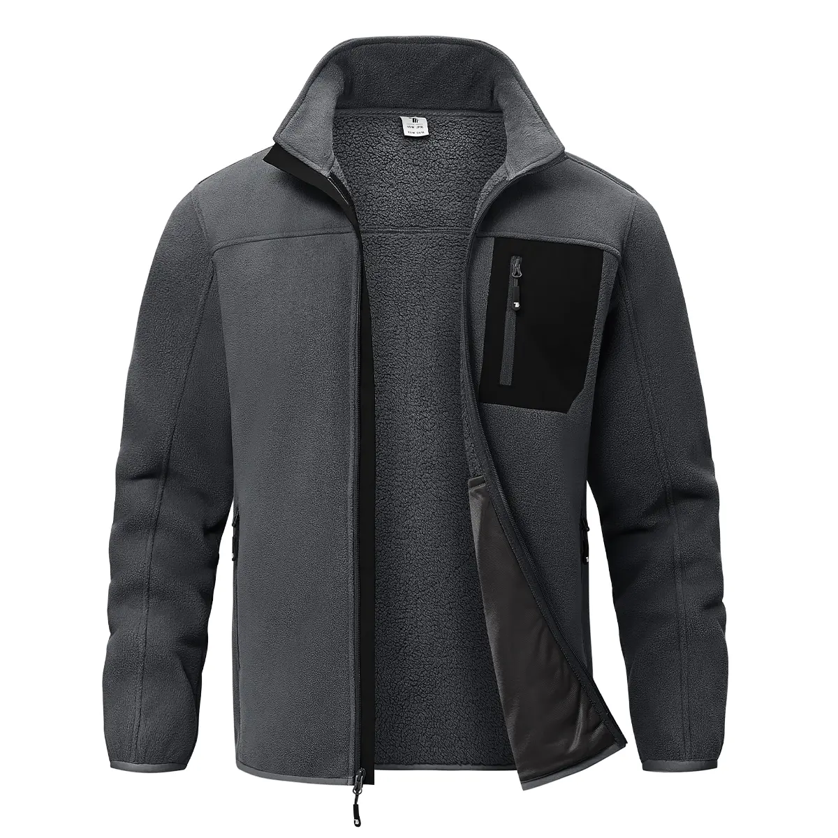 Men's Thick Polar Fleece Shell Jackets With Warm Sherpa Lining Winter Coats Full Zip Outdoor Hiking Jackets