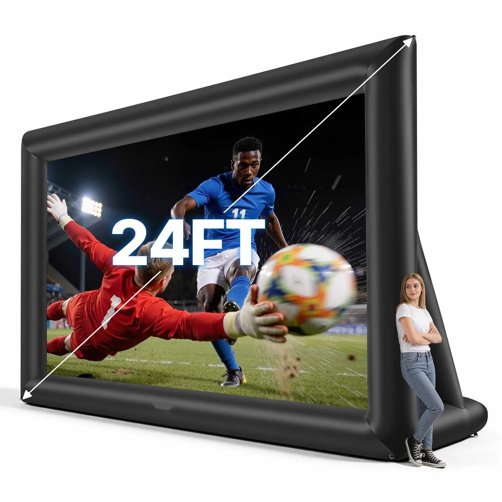 Inflatable Movie Screen 24 Ft Outdoor Projector Screen with Portable Storage Bag, Front and Rear Projection, Easy Setup Blow-Up Outdoor Cinema Screen for Backyard Movie Nights, Parties, Family Gatherings