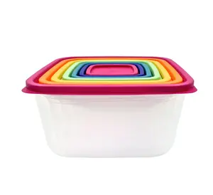 14-Piece Plastic Food Storage Container Set with Multi-Color Lids for Organized Kitchen Storage