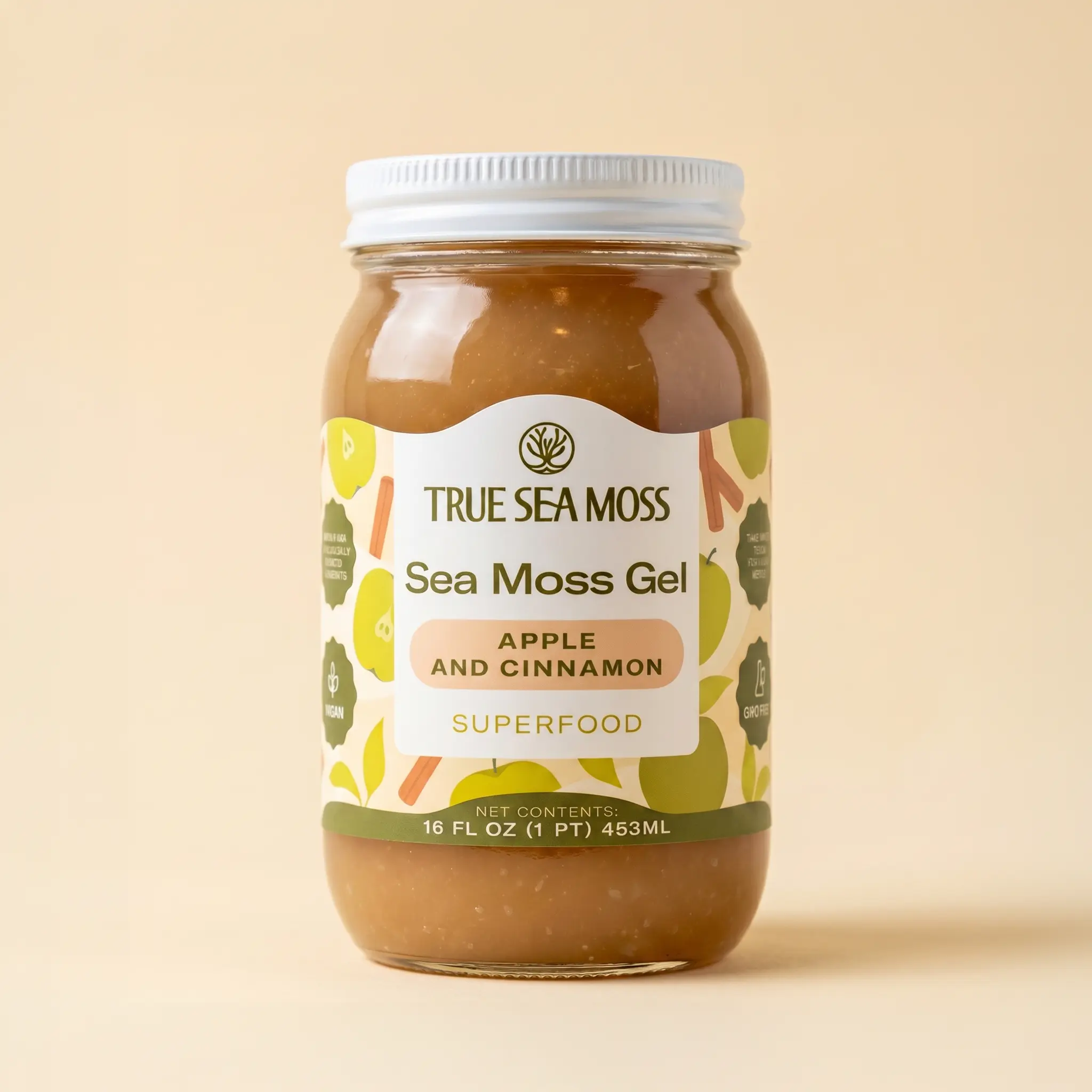 TrueSeaMoss Apple/Cinnamon Irish Sea Moss Gel – Rich in Minerals & Vitamins – supports immune, improves digestion, boost energy, skin & hair health