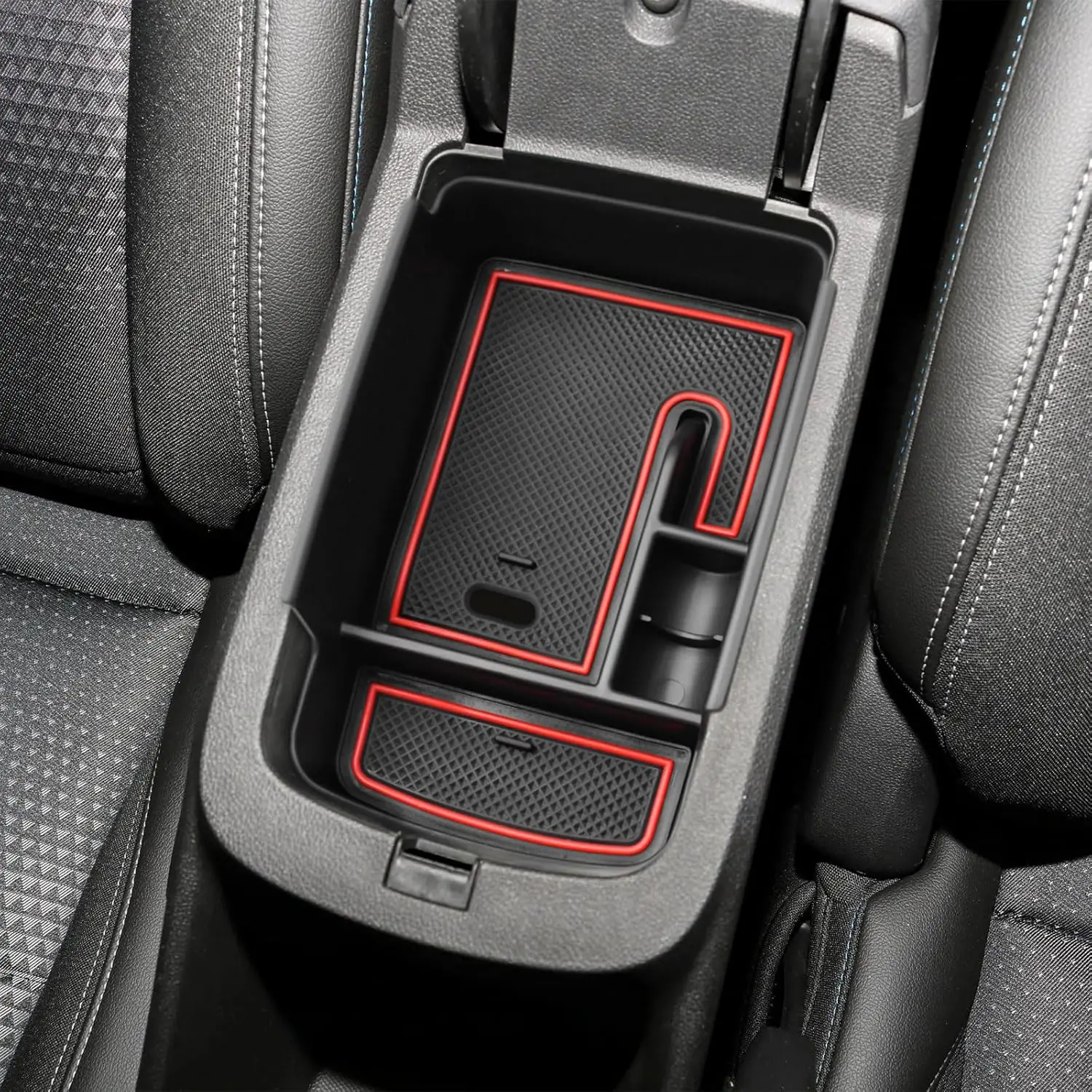 Center Console Organizer Tray Compatible with 2024 2025 Chevy Trax Accessories LS 1RS LT 2RS ACTIV Interior Secondary Armrest Storage Box Insert Tray, Red
