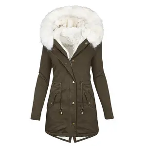 WarmFleeceHoodedJacket-Soft,WaterproofWinterJacketwithDrawstringWaist,Z-shapedFrontClosure,andSpaciousPockets,SuitableforWomen'sDailyCasualWear