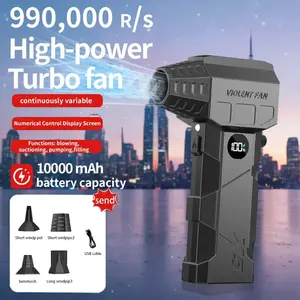 X5 Turbo Fan 10000mAh Portable Handheld Fan 580000RPM Car Cleaning Tool Mini Air Blower with Vacuum Kit Turbo Jet Fan Hair Dryer