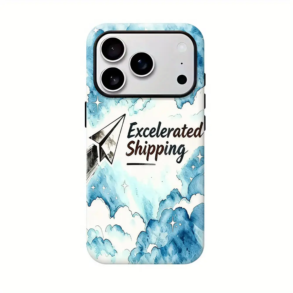 Watercolor Blue Cloud Paper Plane Film Hard Phone Case, Aesthetic Ink Wash Sky Slim Protective Cover For iPhone, Accelerated Shipping US Local Stocke
