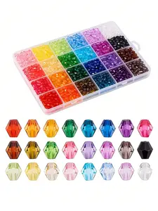 3000pcs Acrylic Beads Box, Dual Cone Shape, Various Colors, 6x5.5mm Size, 1-2mm Hole Diameter, Jewelry Making Kit for Bracelets and Necklaces, Acrylic Beads Mix, Diy Mix Beads