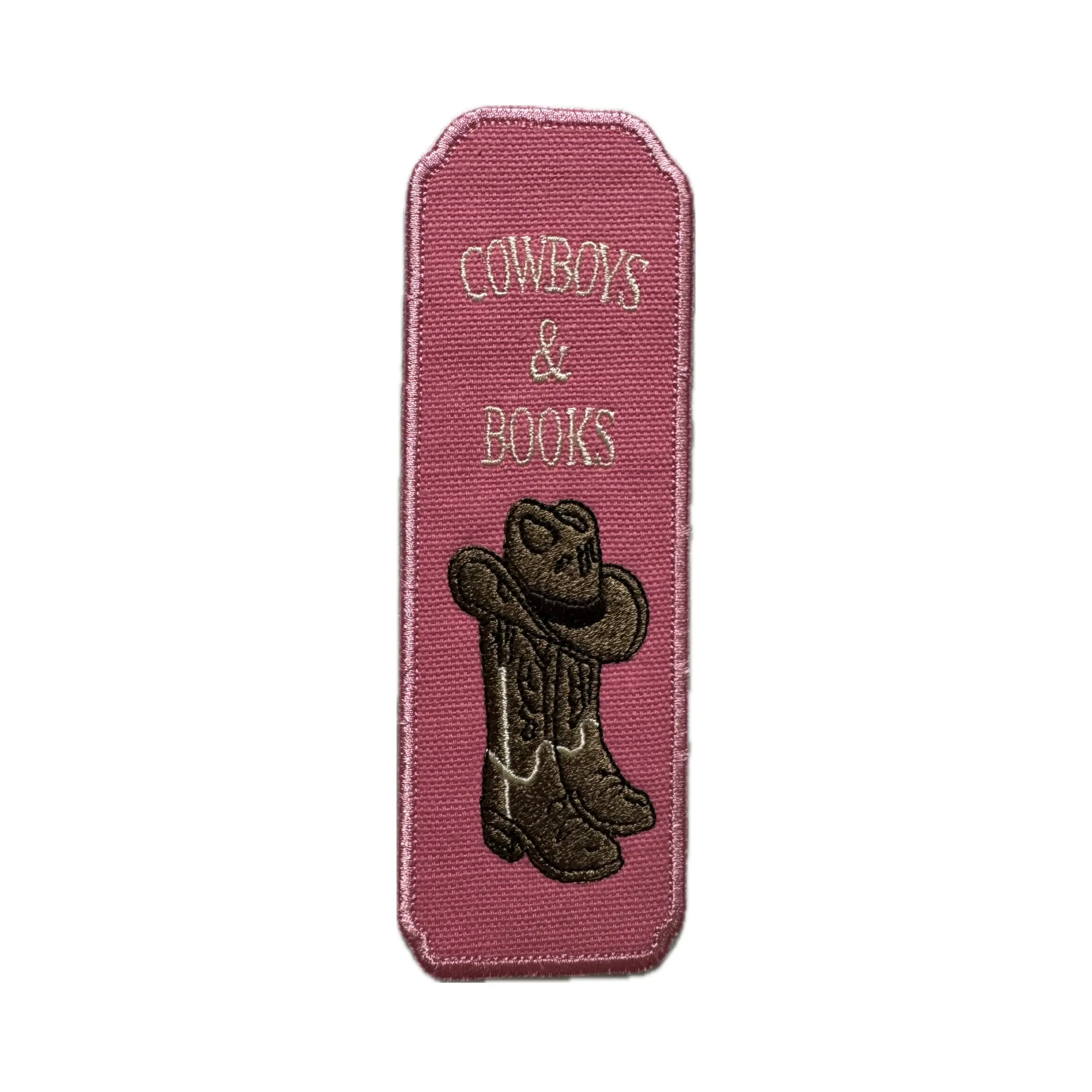 Cowboy Romance Embroidered Bookmark | Cowboys and Books Western Boots Patch Bookmark | Heavy Stitch Canvas Reading Gift for Book Lovers