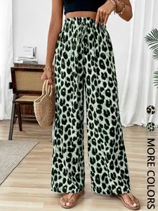 Women's Leopard Print Drawstring Waist Pants, Casual Comfy Trousers for Daily Wear, Ladies Bottoms for Summer, Casual Fashion Loose