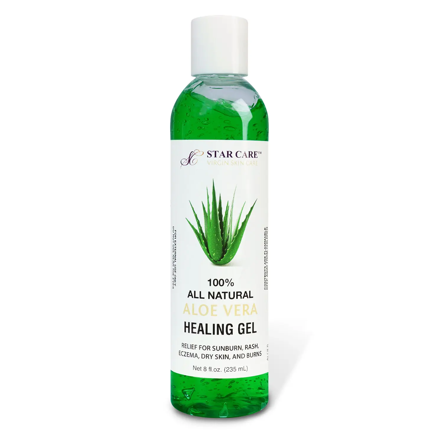 Starcare 100% Natural Aloe Vera Healing Gel - Hydrating Moisturizer for Skin Repair, Soothing Sunburn, Eczema, and Dry Skin, 8oz, Moisturizers, Oil, Sensitive, Nourishing, Pure Aloe, Lotion, Aloe Gel Moisturizers & Mists