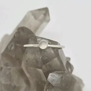 Jen's Jewels White Moonstone and Sterling Silver Stacker Ring, Moonstone Ring, Stacking Ring