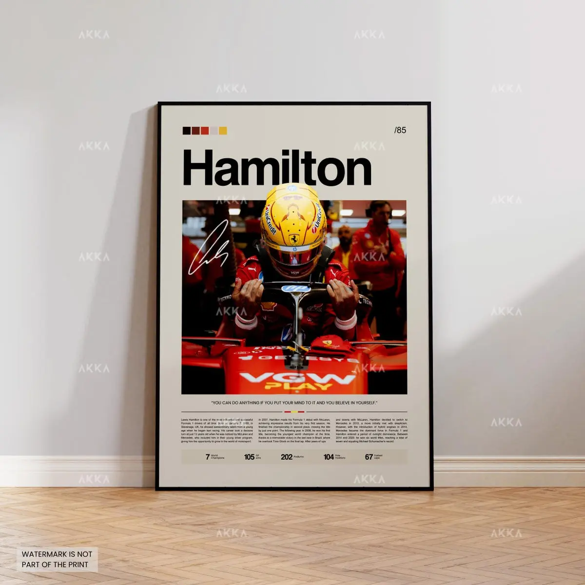 Lewis Hamilton Ferrari F1 Poster - Motorsport Grand Prix Car Racing Wall Art Print, Room Decor (Unframed, 5 Sizes: 8x12 to 27x40 inch)