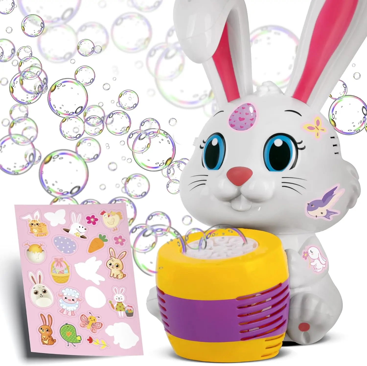 Easter Bunny Bubble Machine for Toddlers - Extreme Bubble - Rabbit Holding Egg Bubble Blower Toy for Kids with Refill Solutions, Music, & Batteries - Blowing Party Favors - Easter Basket Stuffers