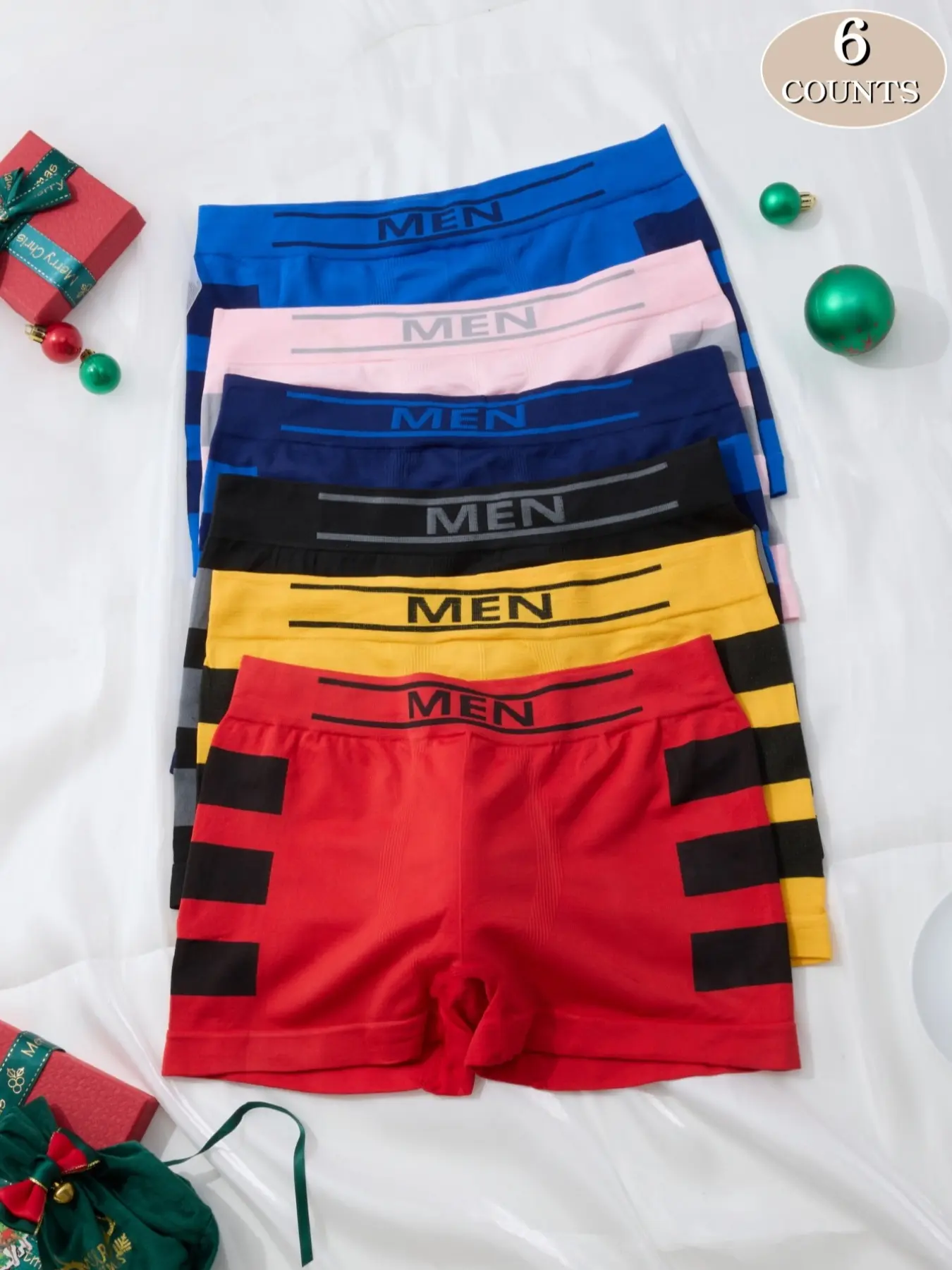 Men's Seamless Elastic Underwear Set,XS-XXXL, Comfortable Breathable Plain Design, Fitted Boxer Shorts for All Seasons, Perfect Christmas Gift