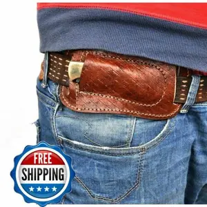 Buck 110 Folding Pocket Knife Leather Horizontal Sheath - Handmade Engraved