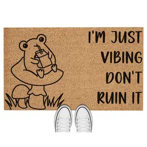 Doormat I'm Just Vibing Don't Ruin It Cute Frog Welcome Mat Funny Doormat Funny Mat Moving Gift Out Door Front Porch Home Gift Cute