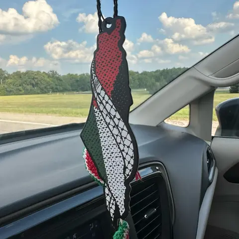 Large Palestine map car hanging air freshener- ocean breeze