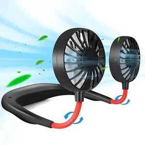 Portable Rechargeable Neck Fan - Mini USB Wearable Neckband Fan, 3 Speed Adjustable, 360-Degree Free Rotation, Hands-Free for Working, Traveling