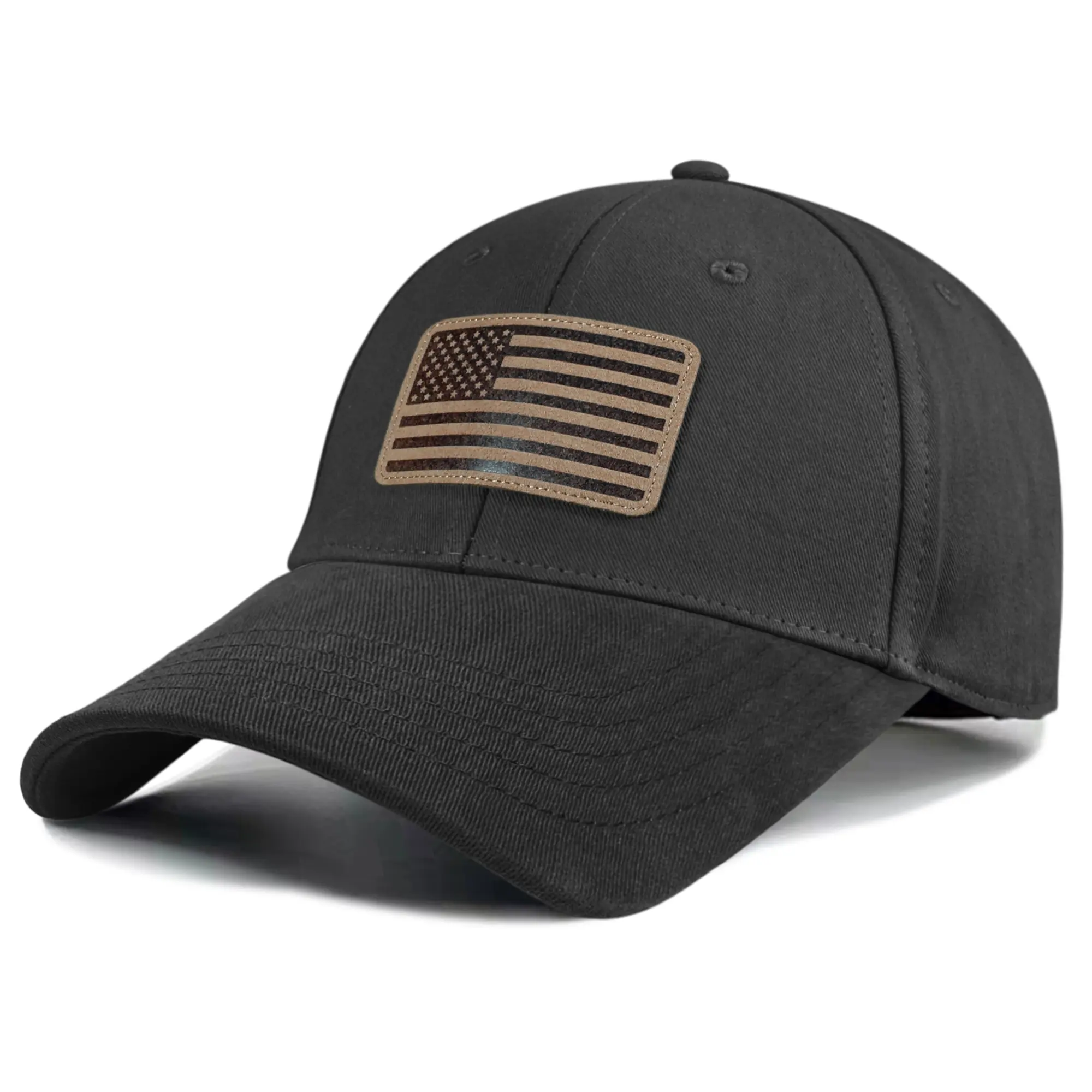 OUTDOOR SHAPING American Flag Leather Patch Dad Hat - Soft Washed Cotton USA Army Tactical Operator Military for Men Women Vintage Dad Cap Patriotic Hat Adjustable Trucker Hat