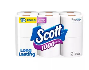 Scott 1000 Septic-Safe 1-Ply Toilet Paper Size 12 Rolls