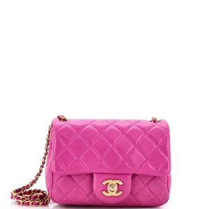 Pre-owned CHANEL material Messenger Bags Pearl Crush Square Flap Bag Quilted Lambskin Mini by Rebag