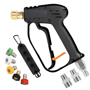 JOEJET Water Spray Tool with Swivel, Short Power Washer Spray Wand with 5 Spray Nozzle Tips, 3/8" Quick Connect Plug and M22-14/15mm Fittings - Stainless Steel, 360° Swivel, Wide Applicability, Convenient Design, Superior Material, ChristmasGift