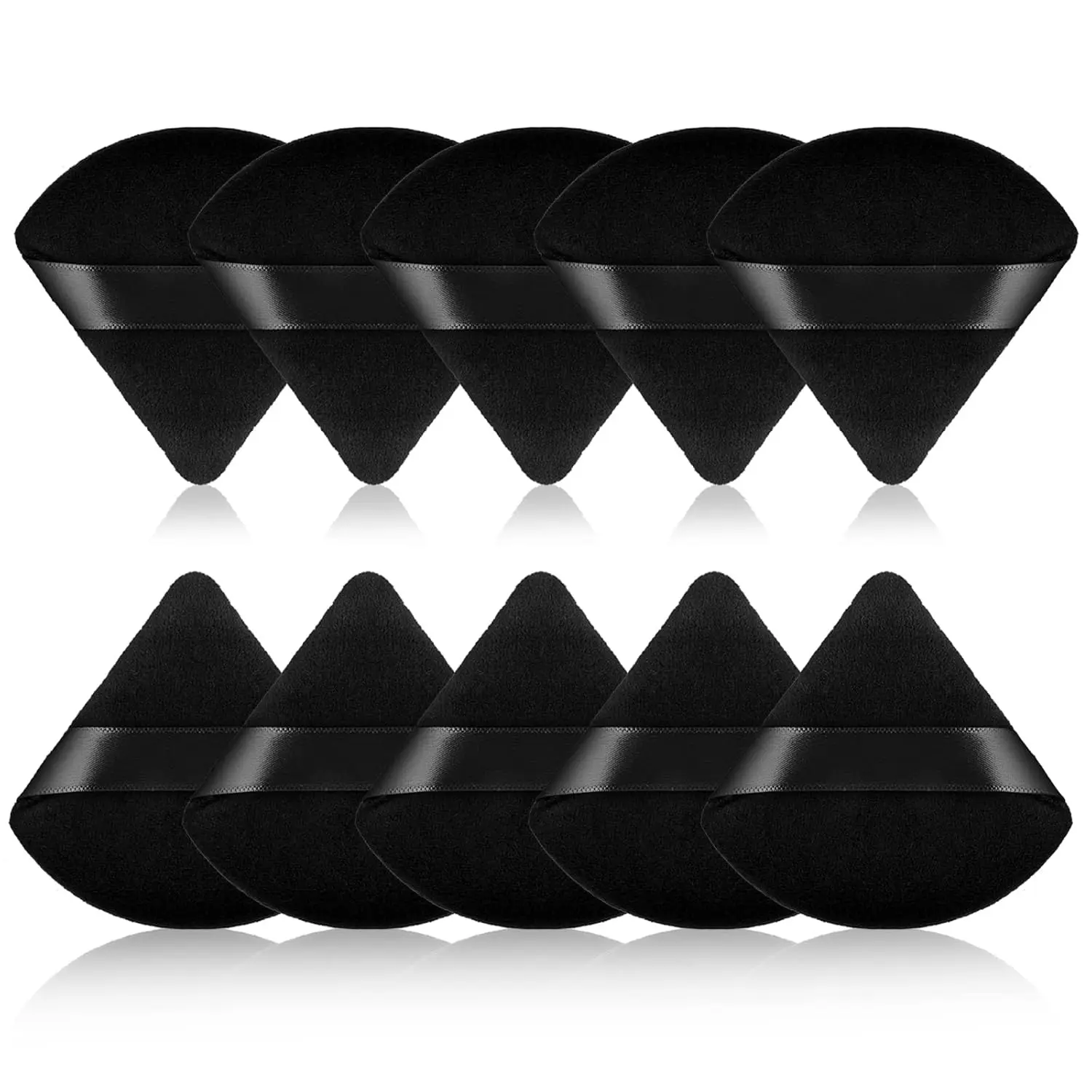 10PCS Black Makeup Powder Puffs, Soft Triangle Cosmetic Sponges for Face Makeup Application, Setting Powder, Loose Powder, Concealer and Everyday Beauty Routines