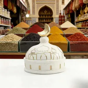 1pc Ramadan sculpture decoration (castle storage), Muslim Eid decoration, creative Middle East architectural style decoration, suitable for living room, office or entrance - for Ramadan and festive occasions