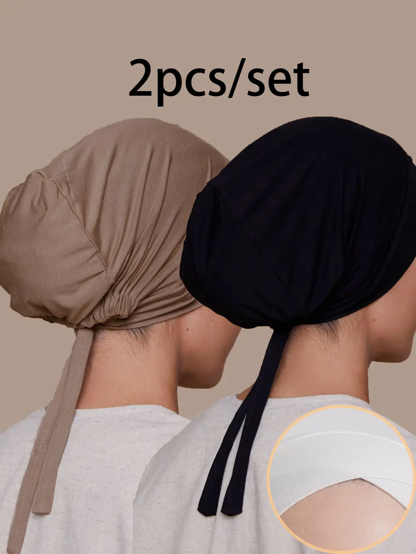 Women's Fashion Casual Modest Turban Hat Set, Adjustable Elastic Hijab Cap, Hijab Undercap, For Muslim, Breathable Material, Suitable for All Seasons Clothing
