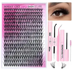 80D+100D Lash Clusters Kit, SOSIAY CICI D Curl Individual Lashes, DIY Lash Extension Tool Set
