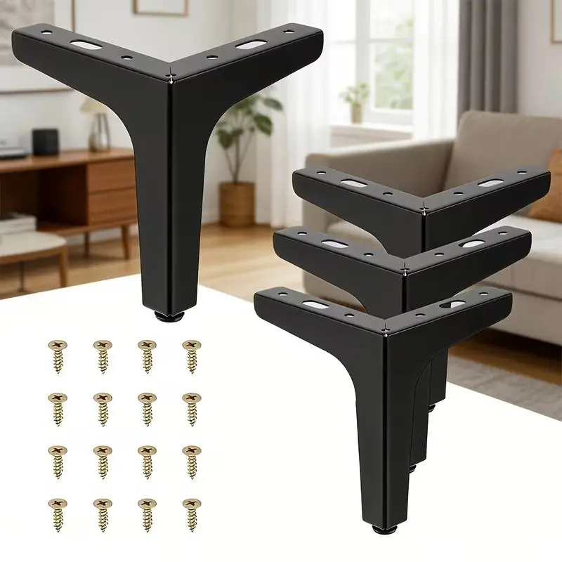 Metal Furniture Feet Set (4 Pieces), Cabinet/shelf Use, Hardware Parts, Supports Up to 500 Kg, Heavy Duty Durable Replacement Legs, Suitable for Home Cabinets and Display Cases