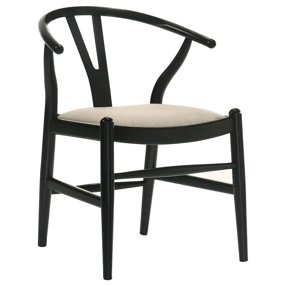 Crestmont Asian Hardwood Dining Side Chairs - Contemporary Tapered Kitchen Chairs with Tight Seat Cushions, Sculptured Shaping, Fresh Natural Motif, Lightweight and Breezy (Set of 2, Black)