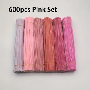 600-piece pink pipe cleaner set, suitable for Floral arts and crafts, ideal for making flowers, animals, and decorations, Handmade DIY arts and crafts projects