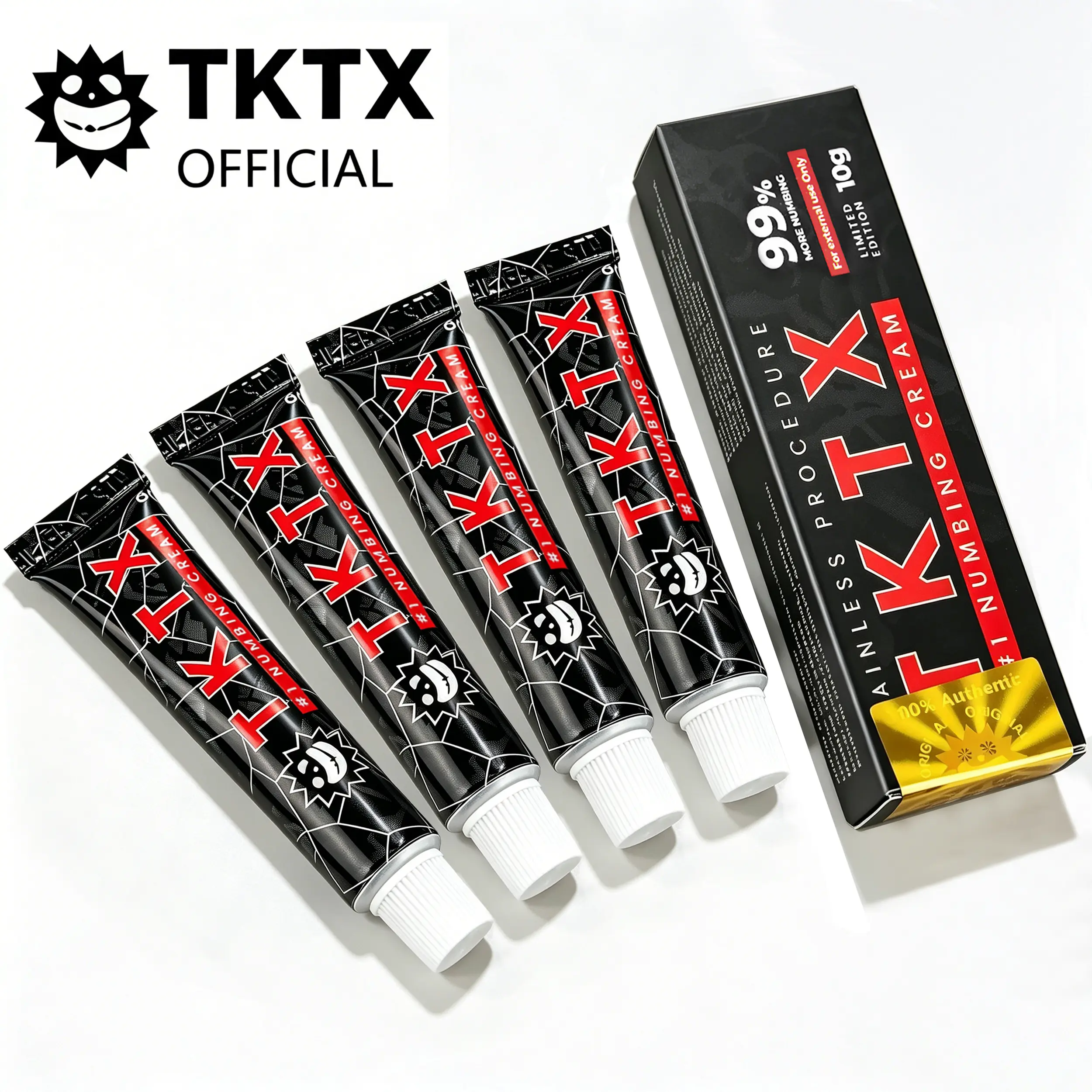 TKTX Tattoo Numbing Cream 4 PACK - 99% Limited Edition Ultra-Strong 10g, for Tattoos, Waxing, Microneedling - Tattoo External Cream.