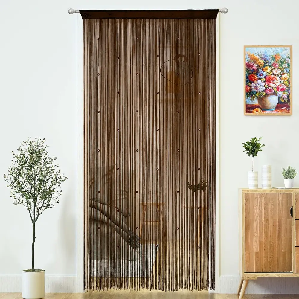 Dark Brown Beaded Curtain, 39x79" (1 Pack) - Easy to Replace Doorway Decor for Bedrooms, Privacy-Enhancing Home & Festive Decor