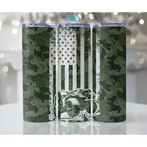 Camo Jeep/Flag 20oz Tumbler - Stylish Design for Casual Use