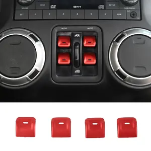 Car Custom Aluminum Alloy Window Control Button Covers for 2011-2017 Jeep Wrangler JK, DIY Install Interior Trimming Decorative Automotive Accessories